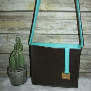 Soul Carrier Brown Turquoise Blue Leather Purse